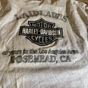 Harley-Davidson White Tee with Blue and Black Logo
